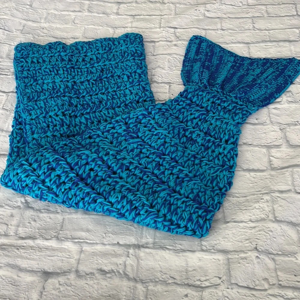 Handmade individual mermaid blue blanket